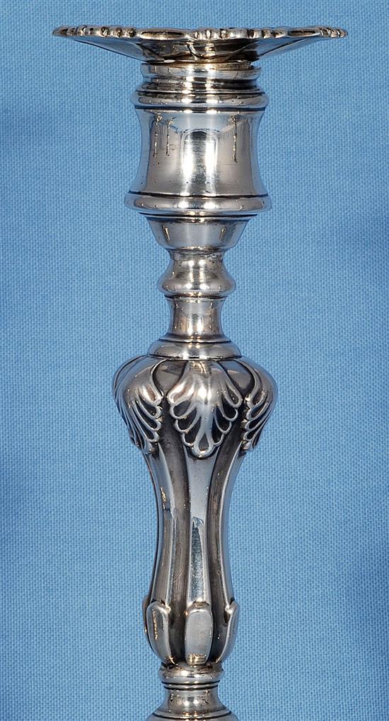 A set of four early Victorian silver candlesticks, by T.J. & N. Creswick, Height 277mm.